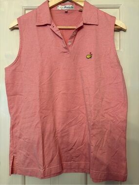 Magnolia light red Sleeveless Polo with Yellow Embroidered Logo